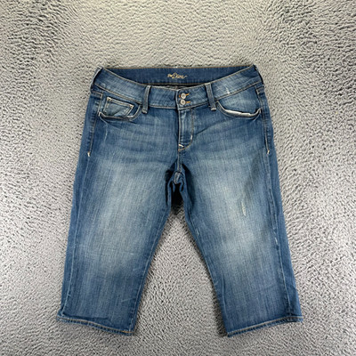 Old Navy The Diva Jeans Womens 12 Blue Cotton Denim Capri Workwear Faded Stretch