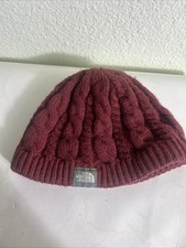 North Face One Size Red Wool Blend Knit Beanie