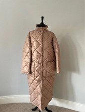 Brand New Stand Studio Long Faux Leather Quilted Coat In Dusty Pink Size 16 UK
