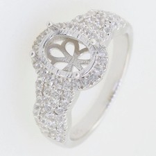 Sterling Silver Semi Mount Ring Setting Oval 9x7mm White topaz Ring