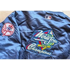 NY Yankees 1998 World Series STARTER satin Diamond bomber jacket L navy MLB vtg
