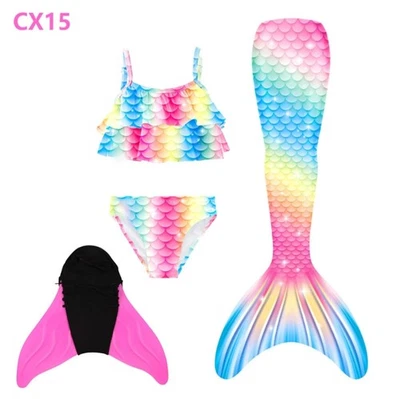 Kinder Meerjungfrau Schwanz mit Monoflosse, Schwimmbar Bikini Set Badeanzug - Bild 1 von 4