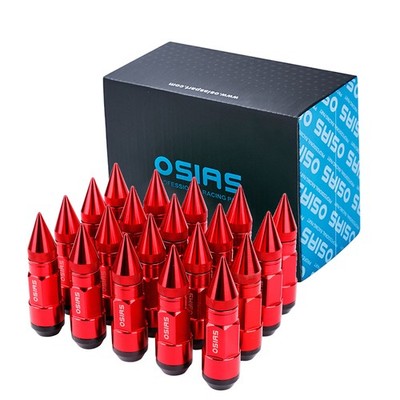 Red 20Pcs Anti Theft Wheel Lug Nuts With Spike Extended Tuner For Honda M12x1.5