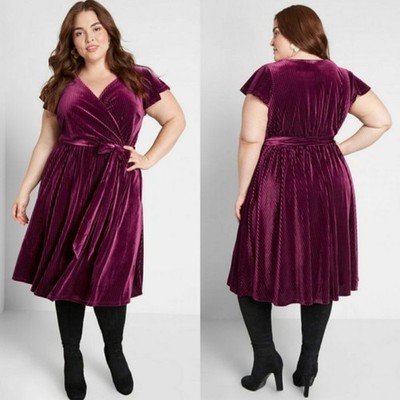 MODCLOTH Timeless Embrace Ribbed Velvet Midi Dress Red Raspberry {K39}