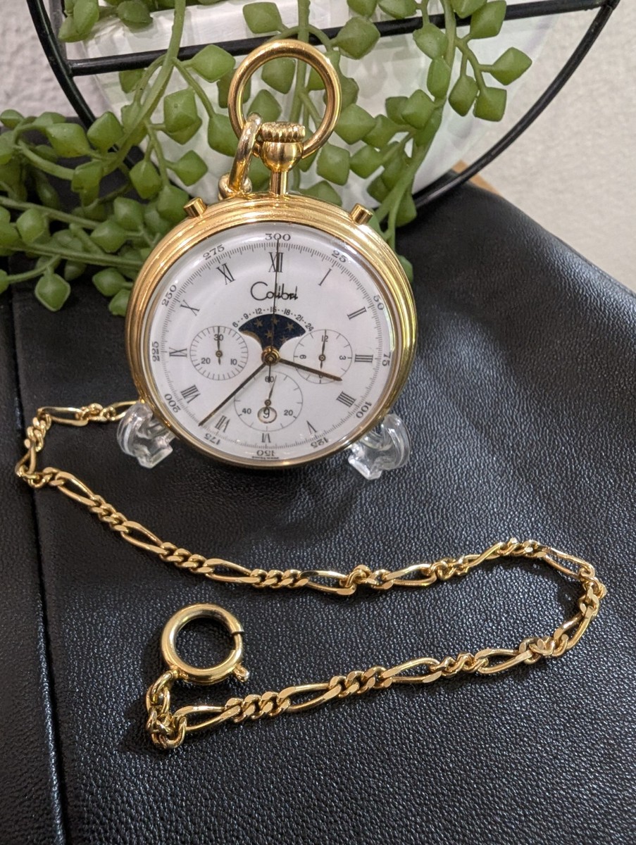 Orologio Da Tasca Colibri, Cassa Argento, Quadrante Bianco Con Numeri Arabi E Indici Oro, Movimento Al Quarzo