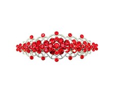 Gorgeous Red Rhinestone Crystal Floral Hair Barrette