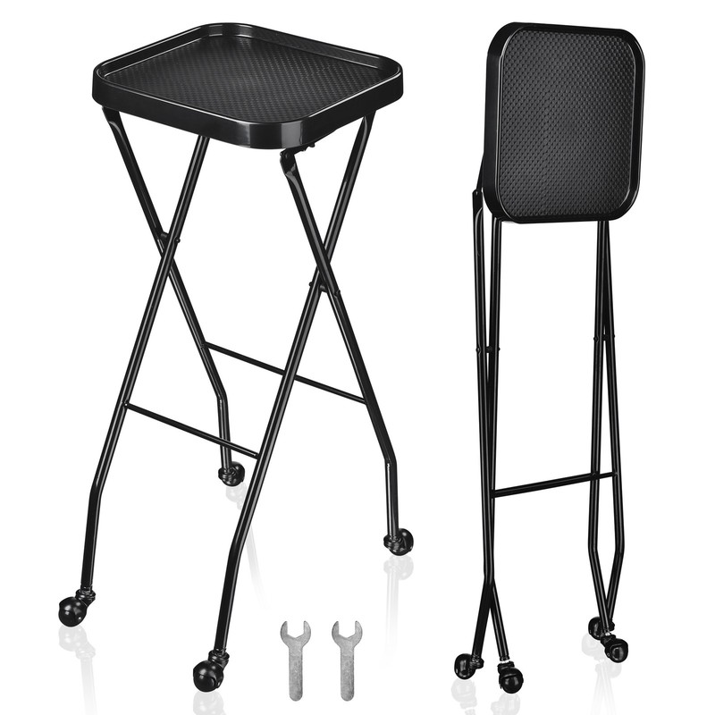 2 Packs Salon Folding Rolling Tray Beauty Station Trolley Storage Cart Barber