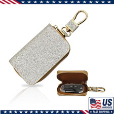 Car Key Case Leather Keyring Zipper Bag Metal Hook Remote Key Fob Cover Car K Car Key Case Leather Keyring Zipper Bag Metal Hook Remote Key Fob Cover Car K