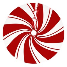 36 Inch Red Swirl Christmas Tree Skirt Sweet Candy Cane Red and White Ornamen...