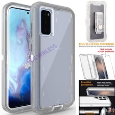Gray For Samsung Galaxy S20 Plus Shockproof Clear Defender Cover Case Belt Clip