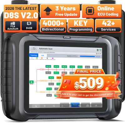 2026 XTOOL D8S V2.0 Auto Diagnostic OBD2 Scanner ECU Coding Topology 42+Services