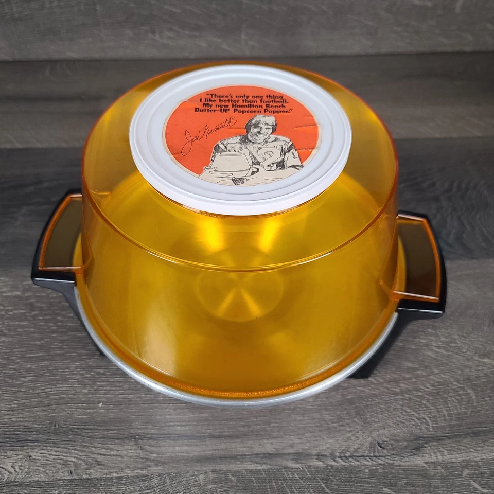 Joe Namath Hamilton Beach  Butter-Up Popcorn Maker Yellow Base Model 507 Works - Image 3 of 4