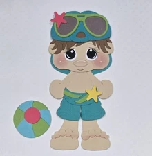 Beach Treasure Boy Brown Hair. Scrapbook, Card Making Paper Piecing
