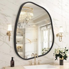 Asymmetrical Wall Mirror Black, Framed Aluminum, For Auction
