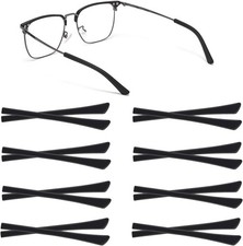 Eyeglass End Tips 8 Pairs Silicone Anti Slip Temple Sleeves for Glasses Black