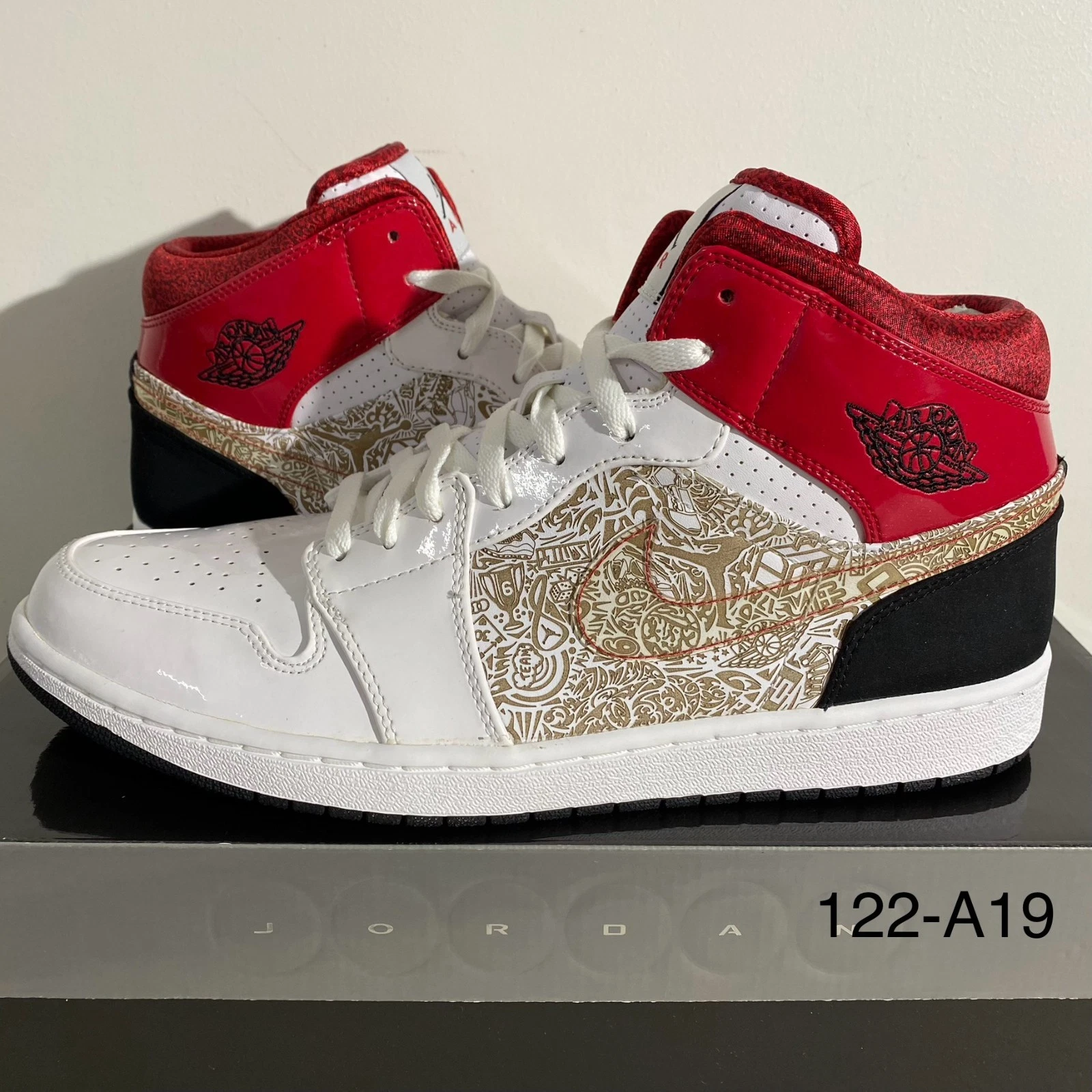 Size 12.5 - Air Jordan Retro 1 Phat 20 Laser White Black Varsity Red 395664-101