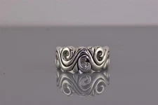 MWS Sterling Silver Heavy Swirly Scrolled Solid Band Ring 10g 925 Sz: 8