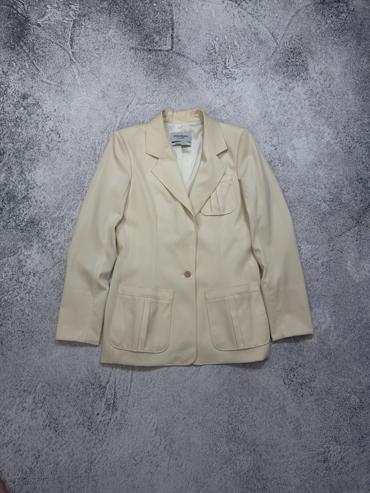 Giacca blazer donna Yves Saint Laurent Rive Gauche beige lana lana tg F42
