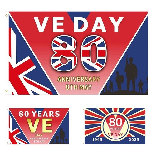 VE Day 80th Anniversary Victory In Europe Decorations Memorabilia Flag 5ftx3ft - Picture 7 of 13