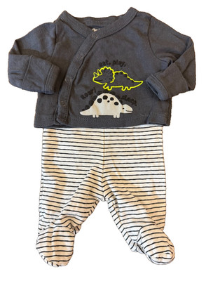Gerber Organic Preemie Baby Boy Outfit Side Snap Top Pants 2 PC Reborn Doll Dino