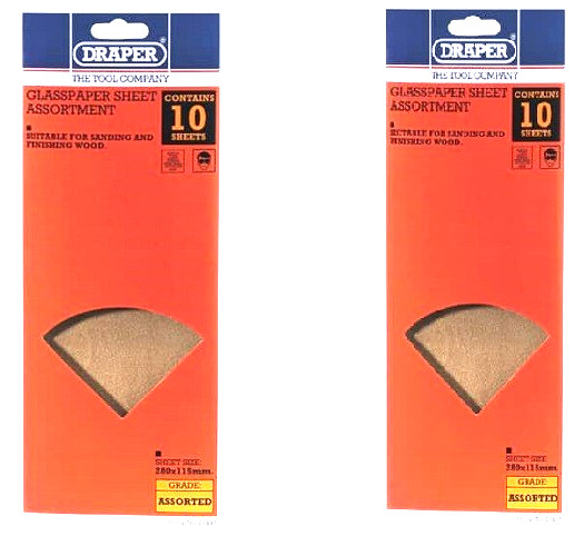 20 ASSORTED GLASSPAPER SHEETS COARSE MEDIUM FINE GRADES OF SANDPAPER  DRA74881x2