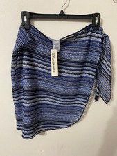 NWT Women's Polyester Striped Pareo Swimsuit Cover Up Blue One Size