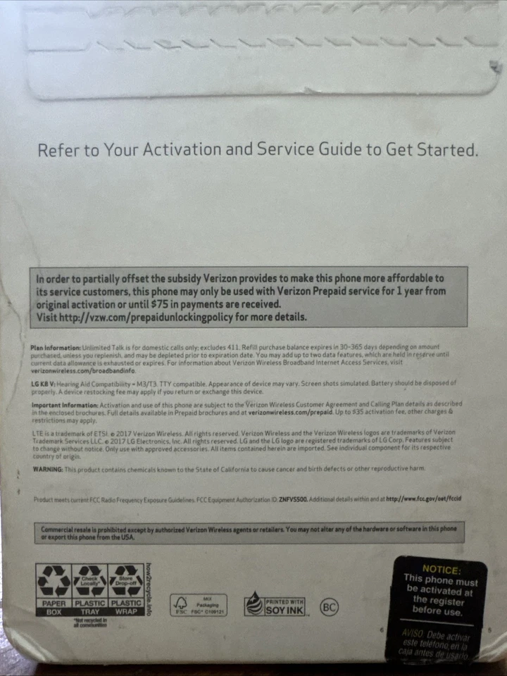 Smartphone LG K8 V Pantalla Táctil Prepago Verizon Network Negro Foto 4 de 4