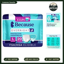 Hypoallergenic Overnight Incontinence Underwear for Men and Women, 20 Count
