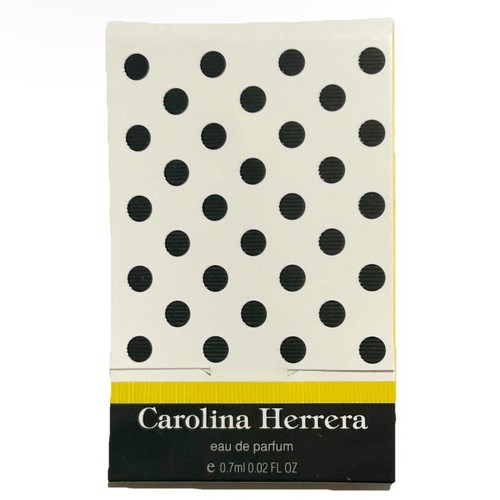 Vintage 1980s Carolina Herrera Eau de Parfum Mini Vial Black White Polka Dots - Foto 1 di 4