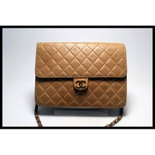 【JUNK】Chanel Matelasse Chain Shoulder Bag Beige Gold Hardware Used