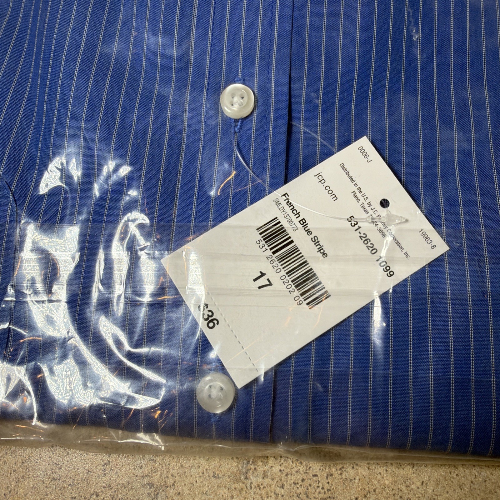 Stafford Mens Short Sleeve Travel Easy-Care Broadcloth Dress Shirt Blue Stripe