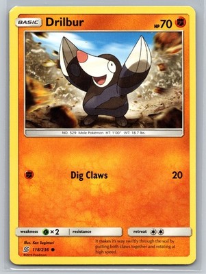 Drilbur 118/236 Unified Minds Basic Fighting-Type Dig Claws Common Pokemon TCG