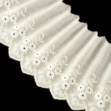 Cotton Eyelet Lace Trim Cream White 3.9inch Yards Floral Embroidery Scalloped