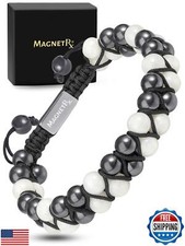 MagnetRX Hematite and Moonstone Bracelet MAX Strength Magnetic Therapy Hem