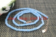 Natural 2x4mm Light Blue Aquamarine Faceted Rondelle Gems Beads Necklace 16-28"