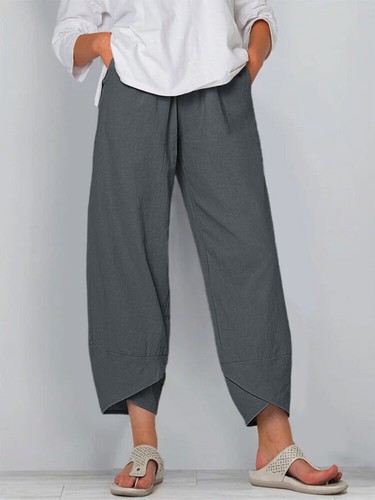 Ladies Summer Cotton Linen Baggy Trousers Plus Size Womens Casual Harem Pants UK - Picture 5 of 20