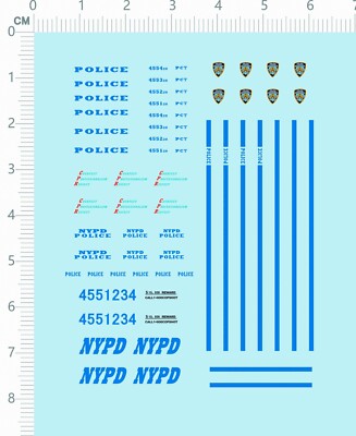 1/64 Decals 911 police NYPD for model kits 68160