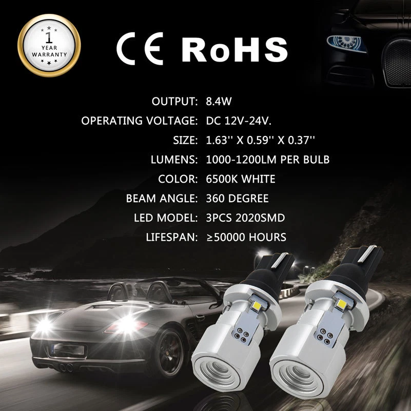 Canbus libre de errores LED W16W T15 921 912 luz inversa trasera de coche bombillas blancas Foto 3 de 4