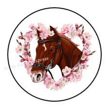 30 HORSE WITH FLOWERS ENVELOPE SEALS LABELS STICKERS PARTY FAVOR 1.5" ROUND