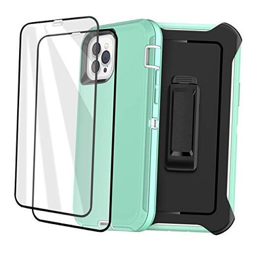 Defense iPhone 12 Case iPhone 12 Pro Case Water Blue with Belt+Screen protector