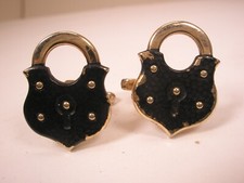 Antique Style Pad Lock Vintage HICKOK Cuff Links treasure dungeon jail prison