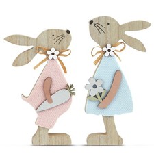 Easter Decorations Wooden Bunny   2PCS Easter Bunnies Table Decor for Home