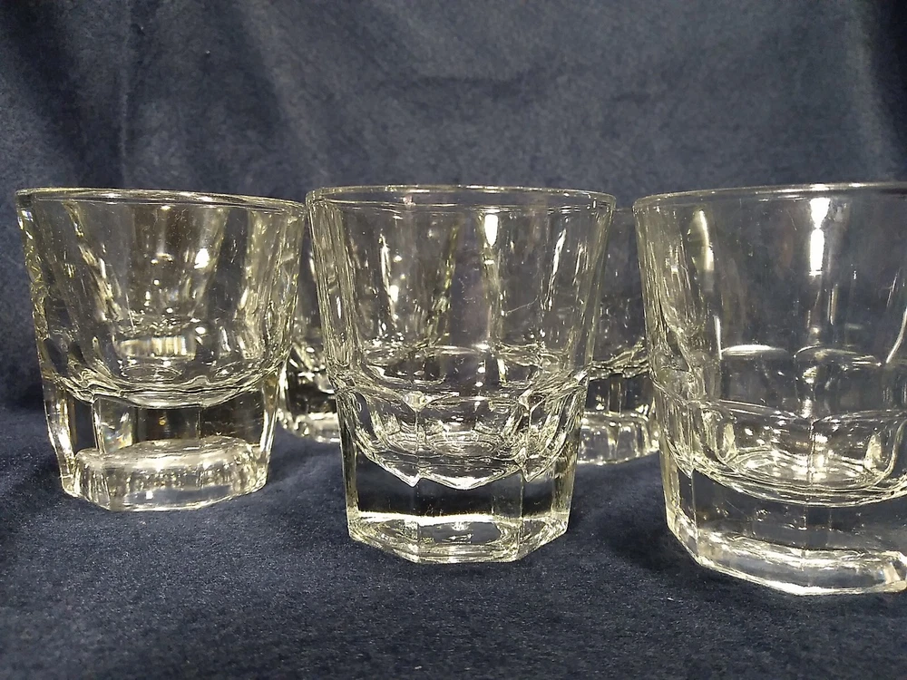 Tumbler Glasses Octagonal 3 oz Old Fashioned Style Barware Set Of 6
