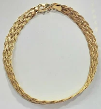 Gold Filled Braided Ankle Bracelet 9.75 inch Long
