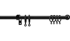 Home Extendable Metal Curtain Pole Black 110cm to 200cm Adjustable Set