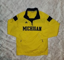 Adidas Mens Small University of Michigan Wolverines 1/4 Zip Climaproof Jacket