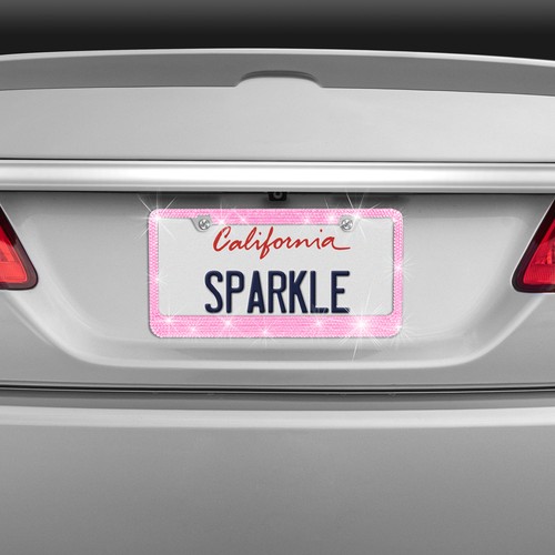 Heavy Duty Pink Crystal Rhinestone Bling License Plate Frame Front & Rear - Picture 4 of 4