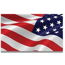 Reverse Waving American Flag Car Magnet Decal, 5x8 Inches, Red, White, and Blue