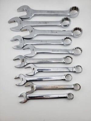 Snap On 10 piece Standard Short 12pt Combination Wrench Set OEX 7/16-1'' USA MADE