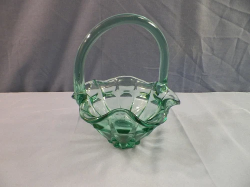 Fenton Green Glass Valencia Basket 6" Tall